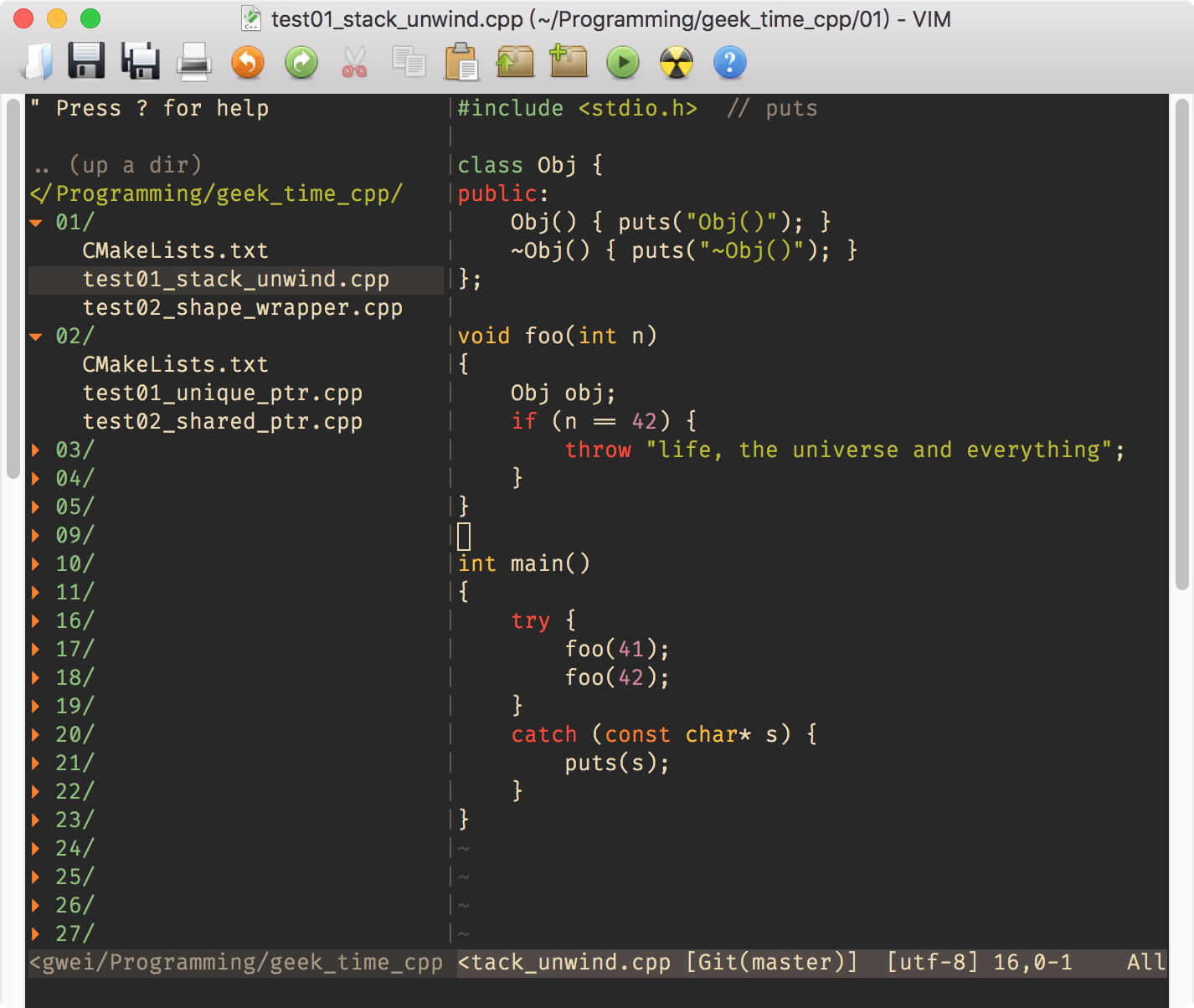 NERDTree 的使用界面 Fig6.4